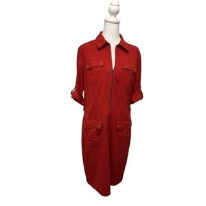 EUC Beautiful bright Red Michael Kors Zipper Suit Dress Size L